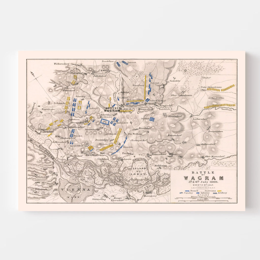 Vintage Map of the Battle of Wagram, 1809
