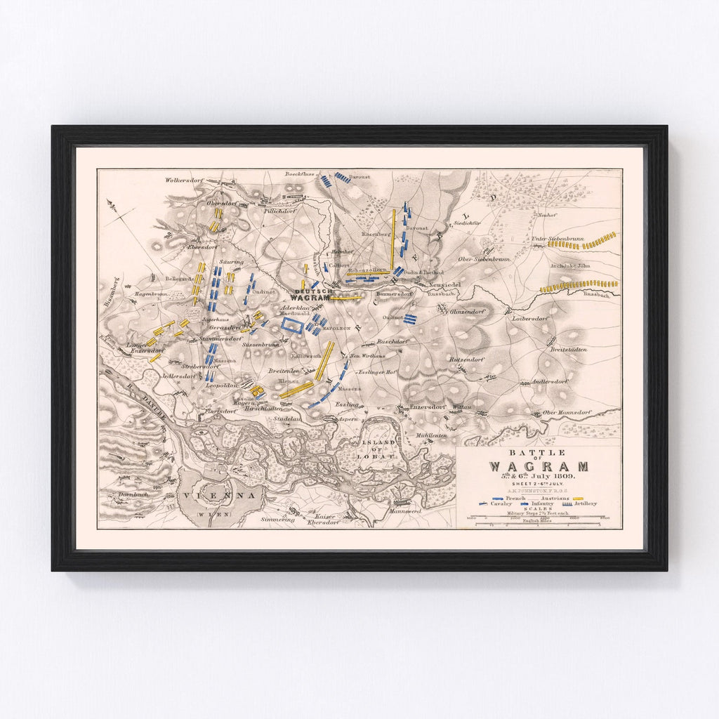 Vintage Map of the Battle of Wagram, 1809