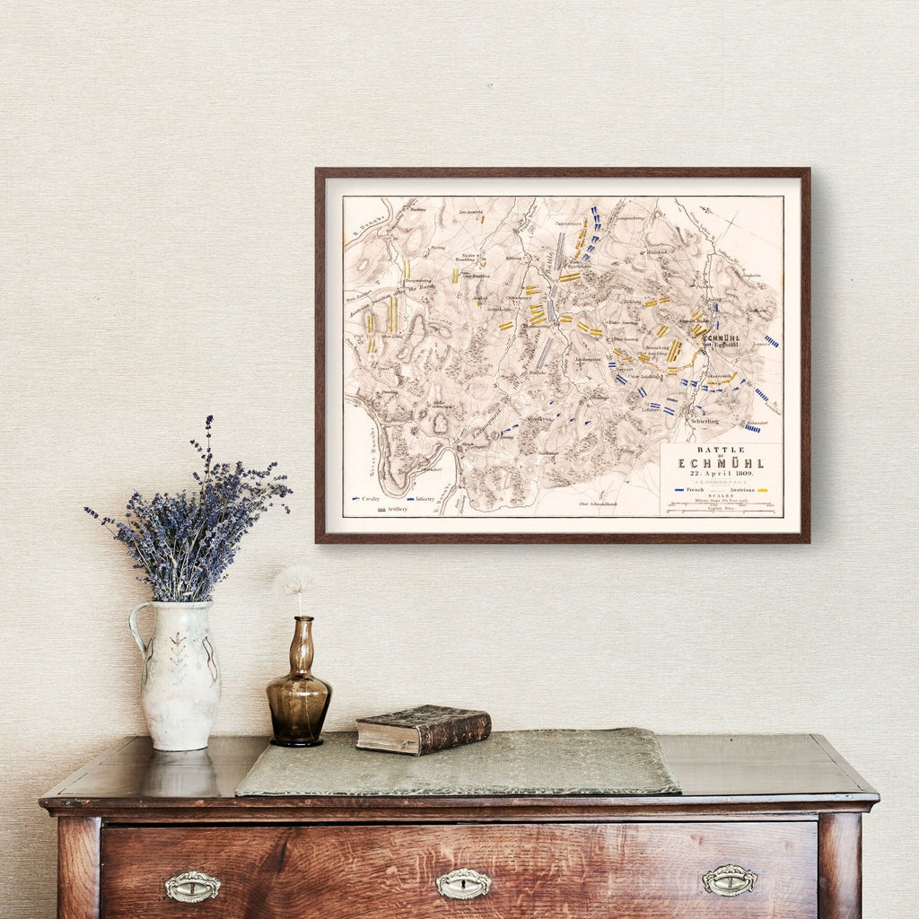 Vintage Map of the Battle of Ecmuhl, 1809