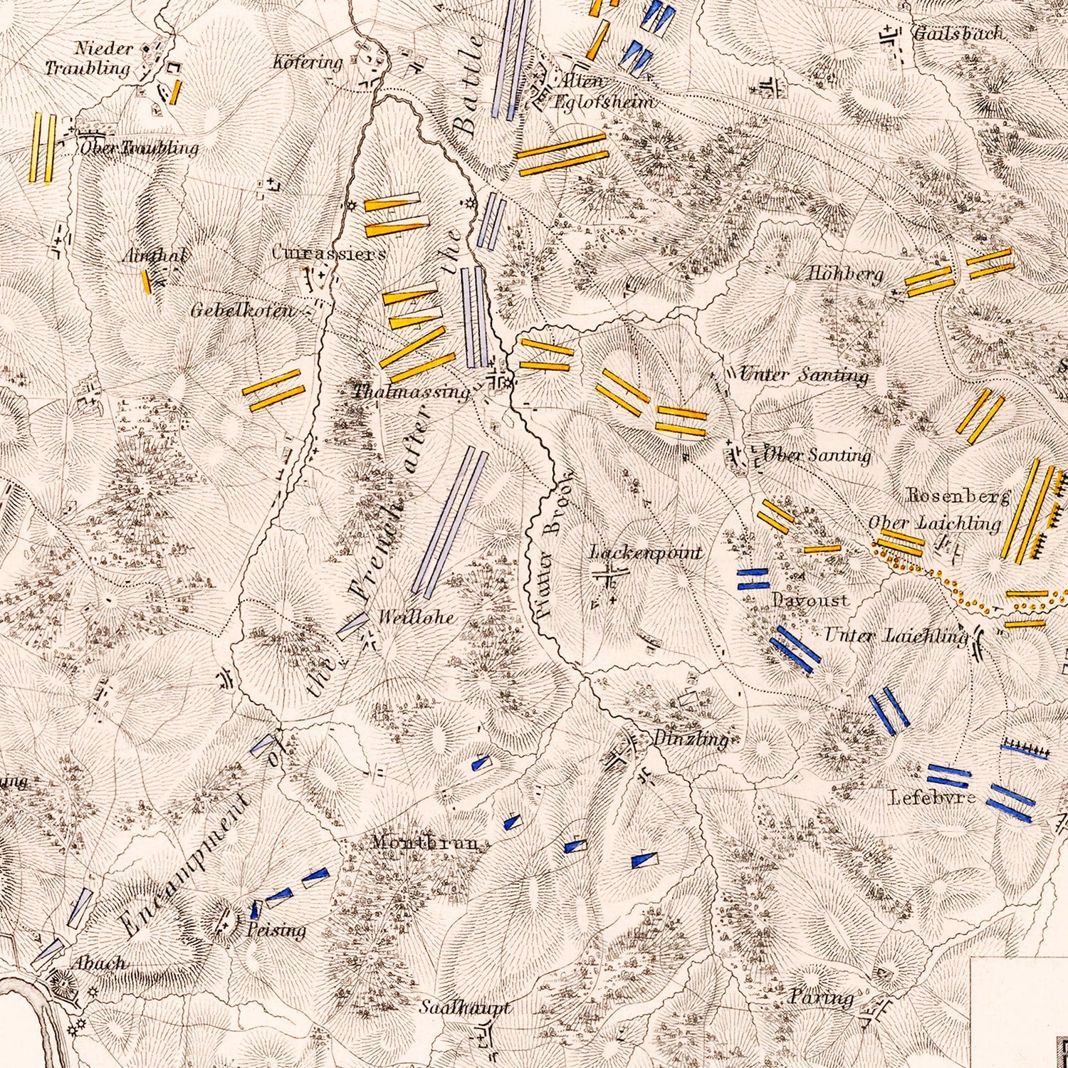 Vintage Map of the Battle of Ecmuhl, 1809