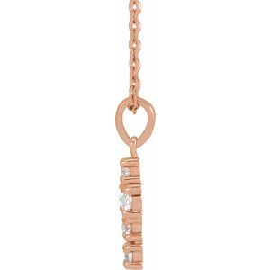 14K Rose Gold 1/6 CTW Rose-Cut Natural Diamond Cross 16-18" Necklace