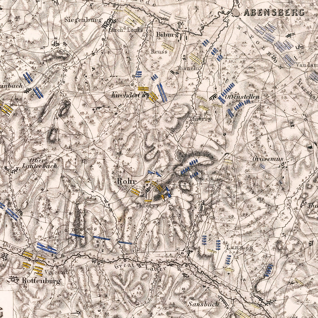 Vintage Map of the Battle of Abensberg, 1809