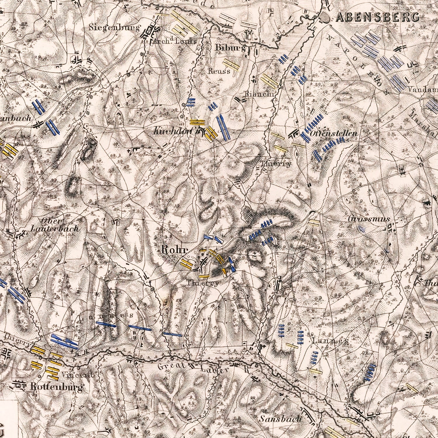 Vintage Map of the Battle of Abensberg, 1809