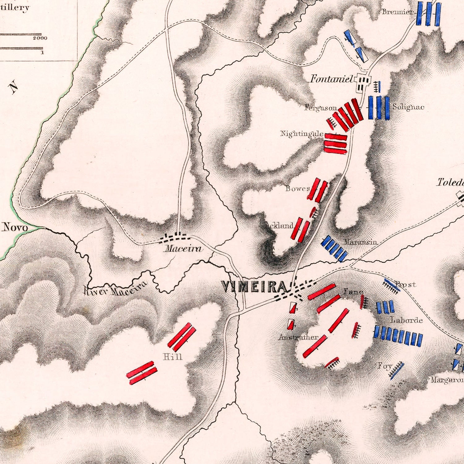 Vintage Map of the Battle of Vimeira, 1808