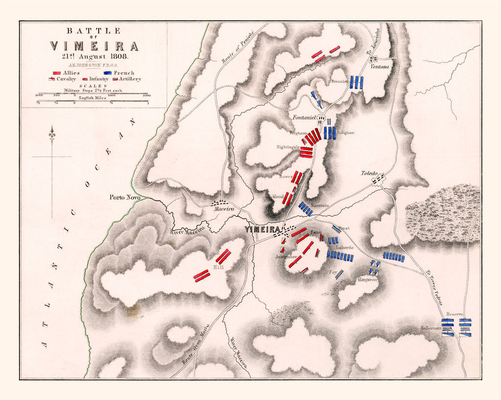 Vintage Map of the Battle of Vimeira, 1808