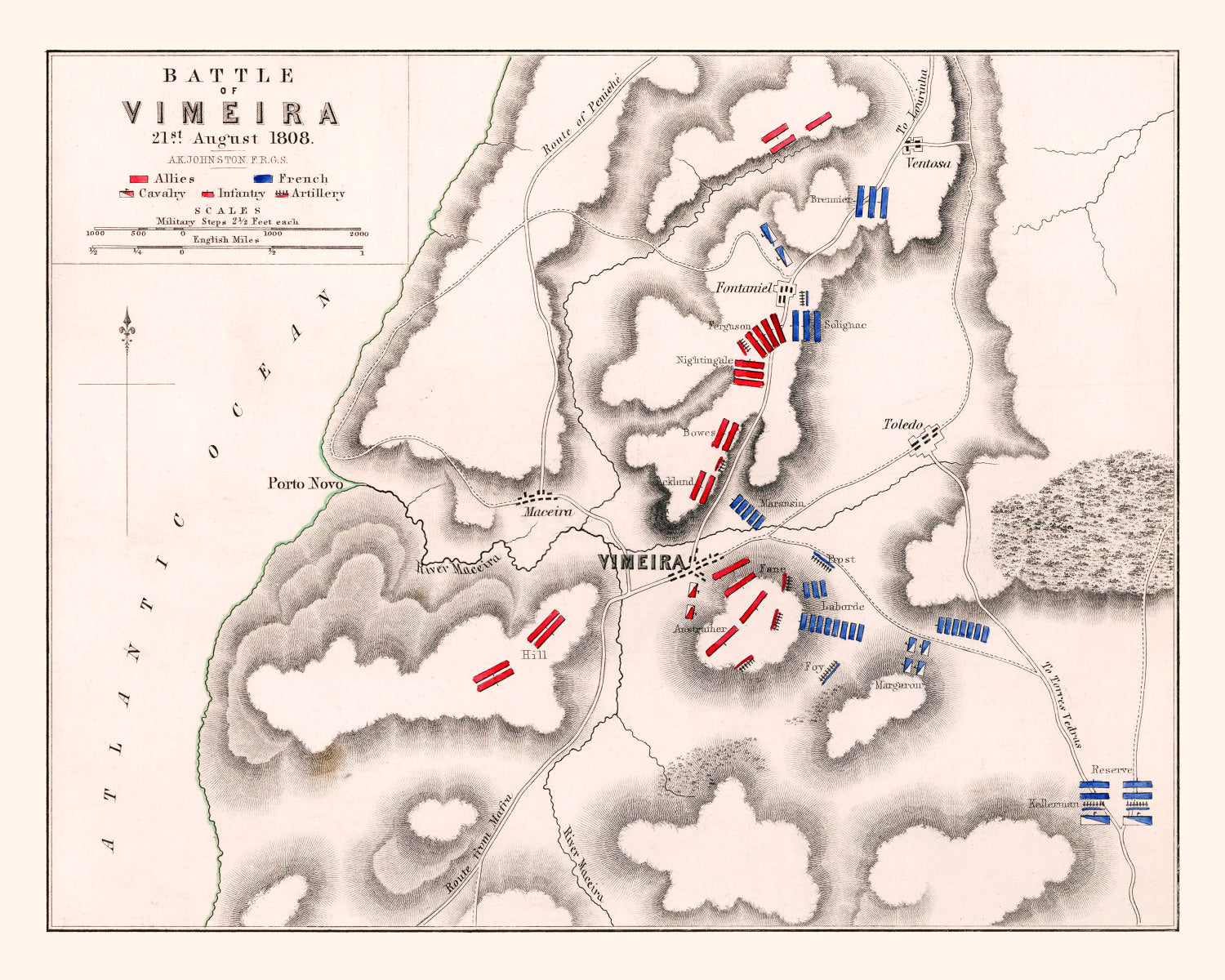 Vintage Map of the Battle of Vimeira, 1808