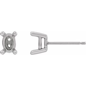 14K White Gold 4x3 mm Oval Earring Mounting
