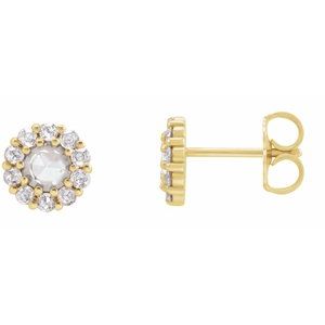 14K Yellow Gold 4.5 mm Round Rose-Cut Halo-Style Earring Mounting – image 2