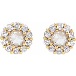 14K Yellow Gold 1/3 CTW Rose-Cut Natural Diamond Halo-Style Earrings – image 2