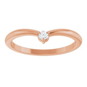14K Rose Gold .06 CT Natural Diamond Stackable V Ring