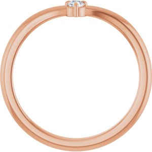 14K Rose Gold .06 CT Natural Diamond Stackable V Ring