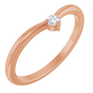 14K Rose Gold .06 CT Natural Diamond Stackable V Ring