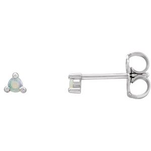14K White Gold 2 mm Round Natural White Opal Earrings