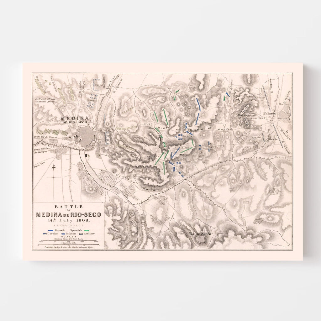 Vintage Map of the Battle of Medina de Rio-Seco, 1808