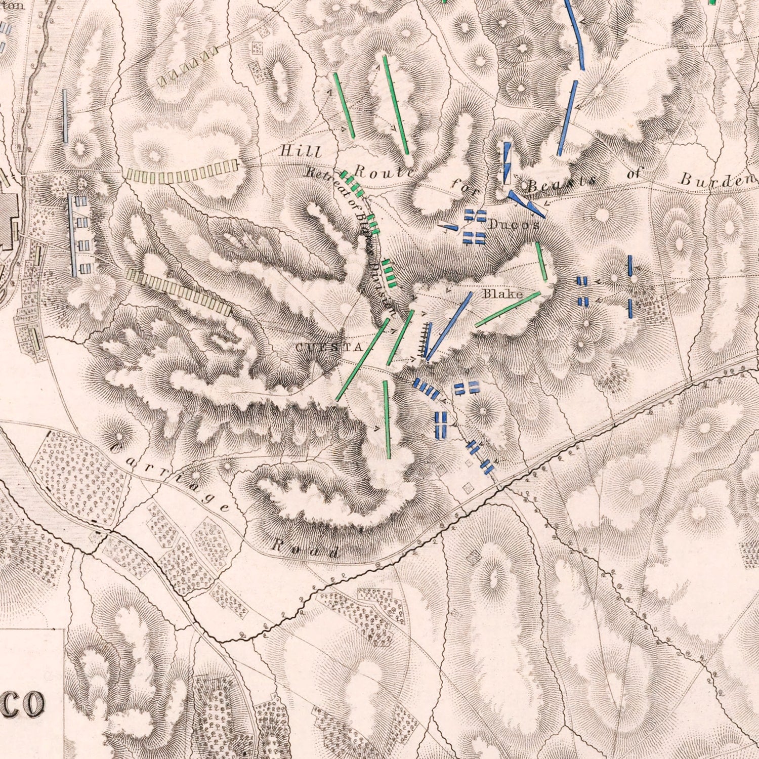 Vintage Map of the Battle of Medina de Rio-Seco, 1808