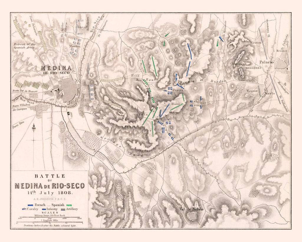 Vintage Map of the Battle of Medina de Rio-Seco, 1808