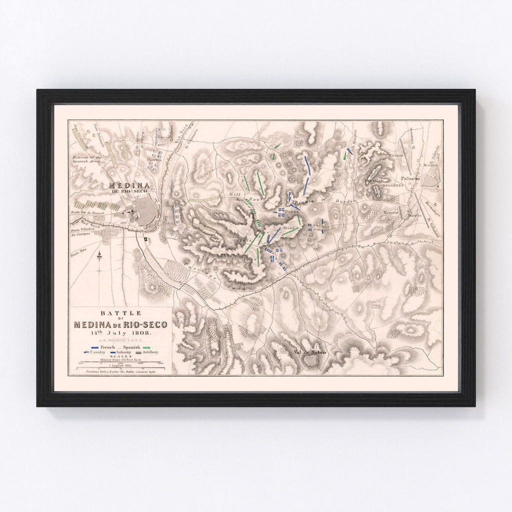 Vintage Map of the Battle of Medina de Rio-Seco, 1808