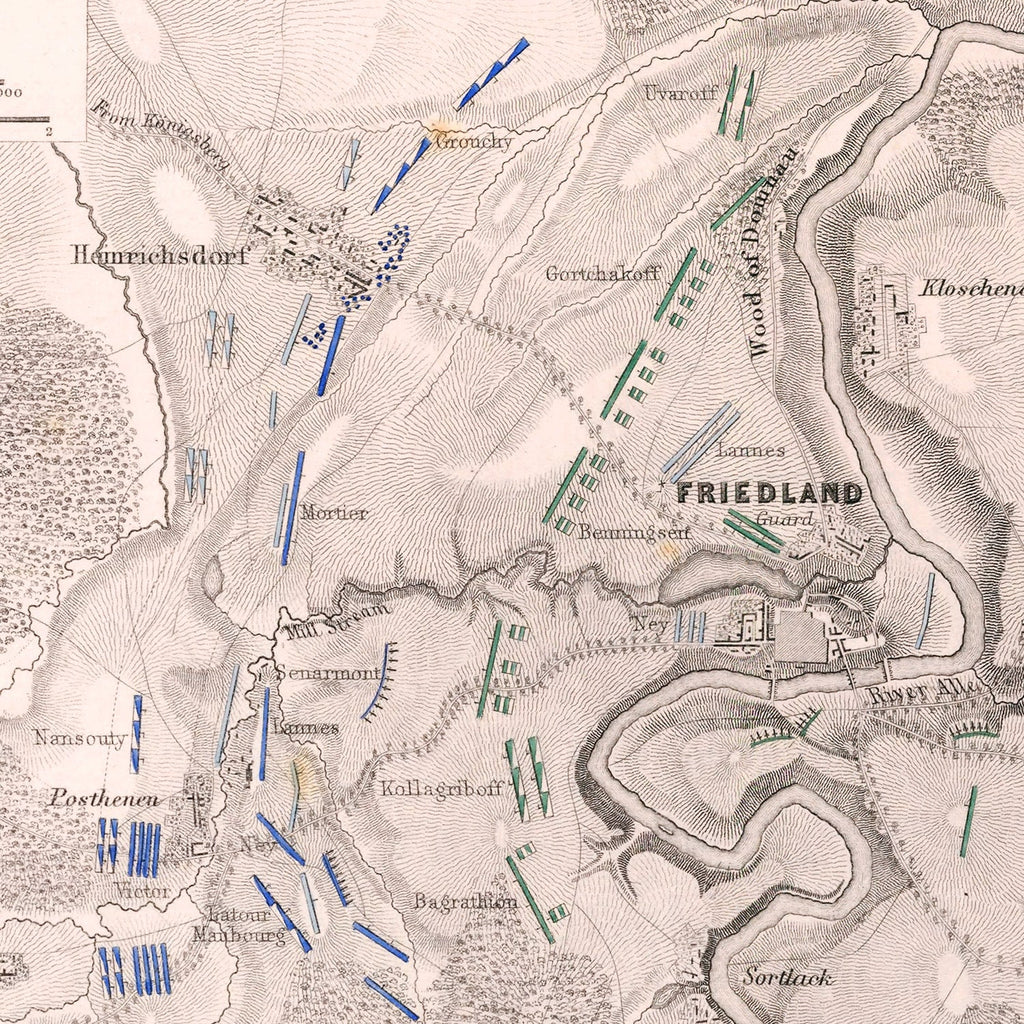 Vintage Map of the Battle of Friedland, 1807