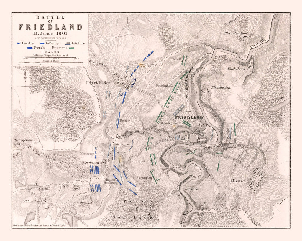 Vintage Map of the Battle of Friedland, 1807