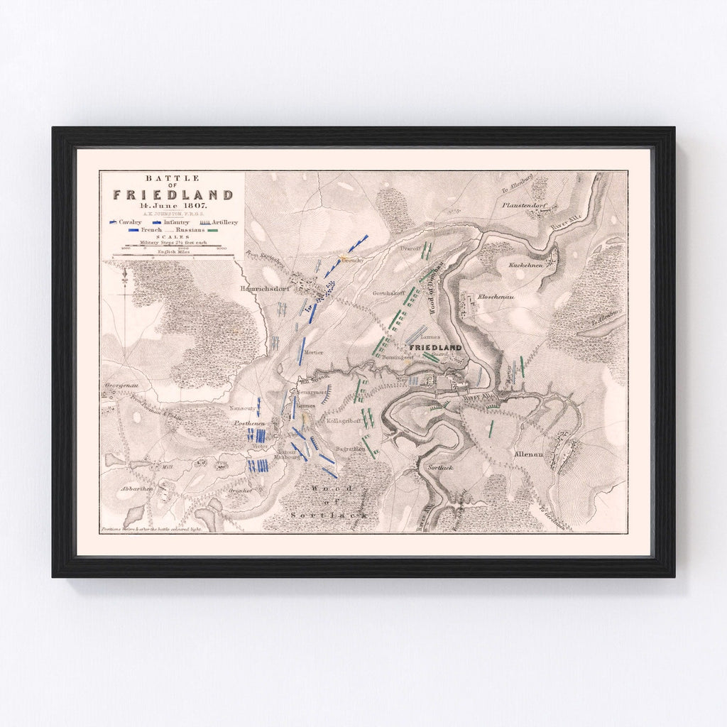Vintage Map of the Battle of Friedland, 1807
