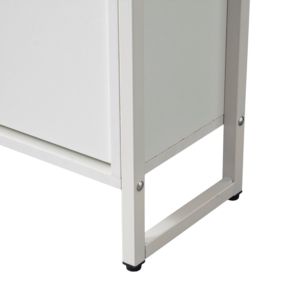 Shoe Storage Cabinet with 3 Flip Drawers&1 Drawer, Slim Freestanding Storage Racks for Entryway, Hallway, Hidden Narrow Shoe Organizers Perfect for Heels, Boots, Slippers, white/Walnut
