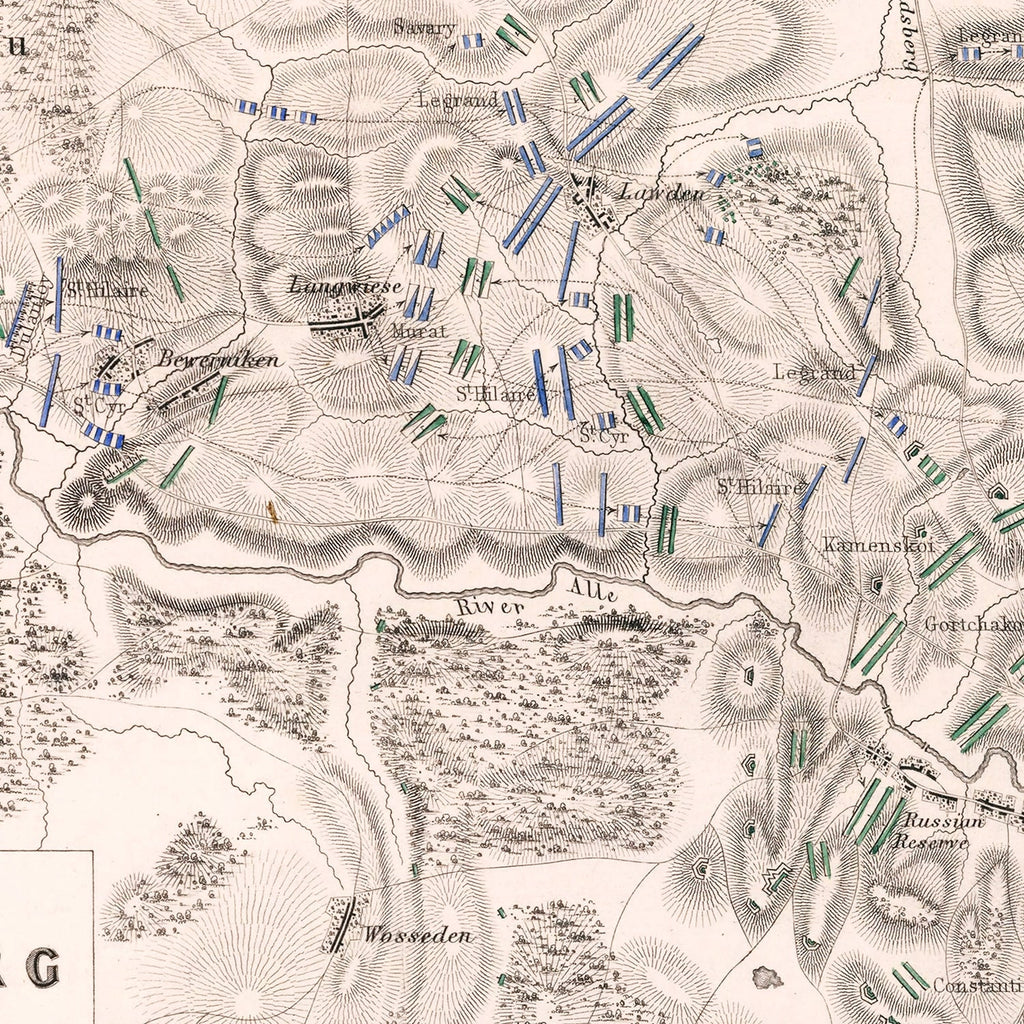 Vintage Map of the Battle of Heilsberg, 1807