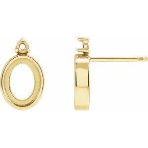 14K Yellow Gold 6x4 mm Oval Cabochon Bezel-Set Earring Mounting