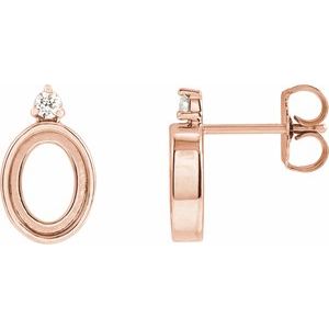 14K Rose Gold 7x5 mm Oval .06 CTW Natural Diamond Semi-Set Earrings