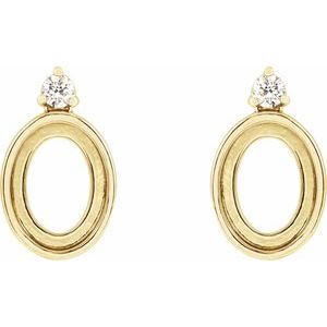 14K Yellow Gold 6x4 mm Oval .03 CTW Natural Diamond Semi-Set Earrings – image 2