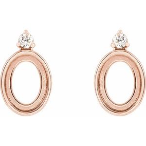 14K Rose Gold 5x3 mm Oval .03 CTW Natural Diamond Semi-Set Earrings – image 2