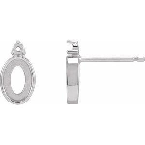 Platinum 7x5 mm Oval Accented Earring Mounting