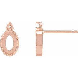 14K Rose Gold 6x4 mm Oval Cabochon Bezel-Set Earring Mounting