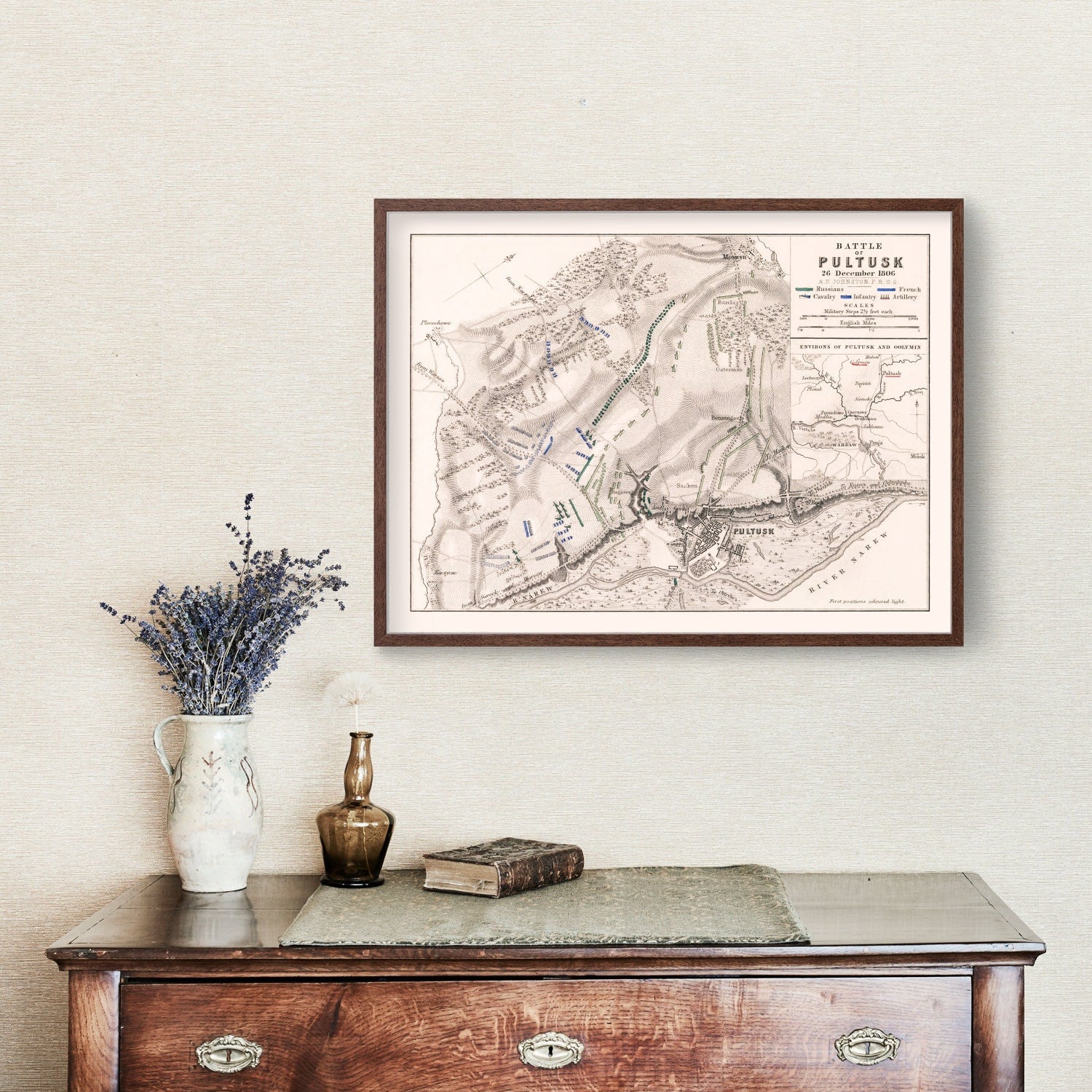 Vintage Map of the Battle of Pultusk, 1806