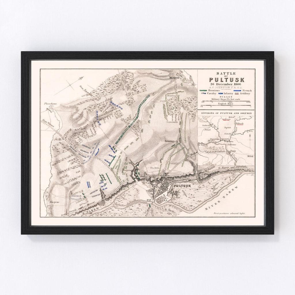Vintage Map of the Battle of Pultusk, 1806