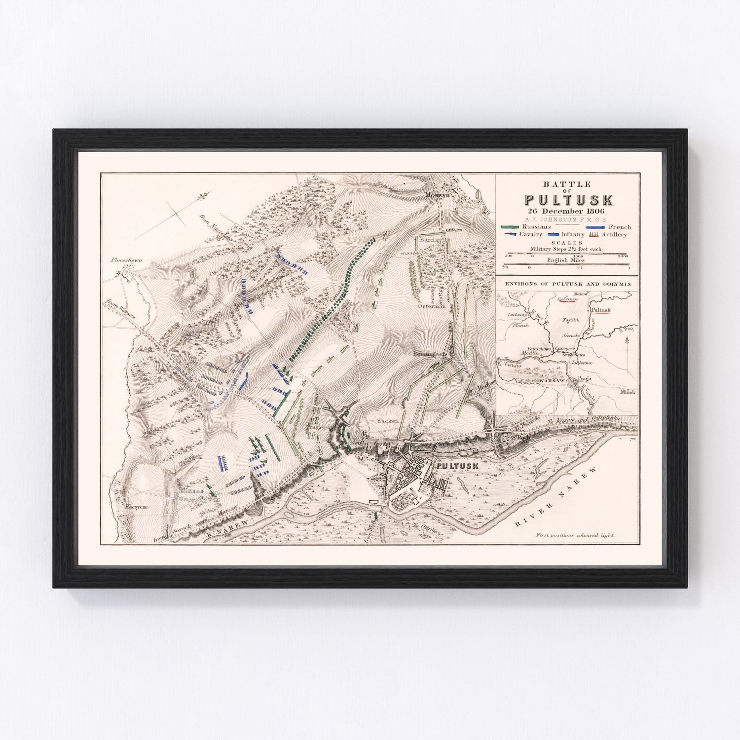 Vintage Map of the Battle of Pultusk, 1806