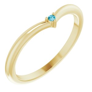 14K Yellow Gold Natural London Blue Topaz Stackable V Ring