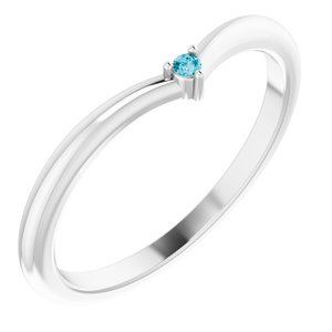 14K White Gold Natural London Blue Topaz Stackable V Ring