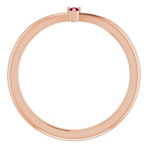 14K Rose Gold Natural Rhodolite Garnet Stackable V Ring