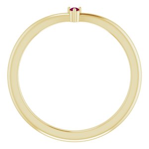 14K Yellow Gold Natural Rhodolite Garnet Stackable V Ring