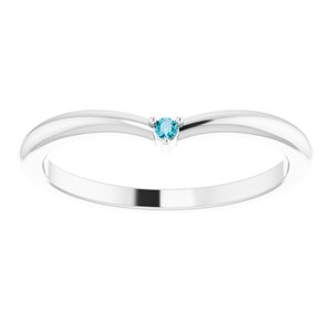 14K White Gold Natural London Blue Topaz Stackable V Ring