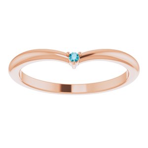 14K Rose Gold Natural London Blue Topaz Stackable V Ring