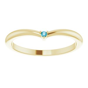 14K Yellow Gold Natural London Blue Topaz Stackable V Ring