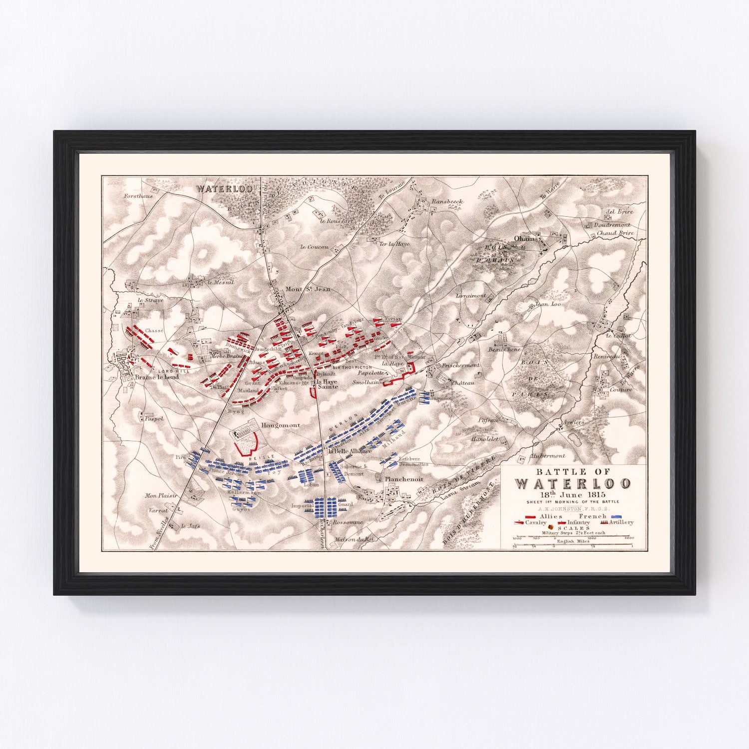 Vintage Map of the Battle of Waterloo, 1815
