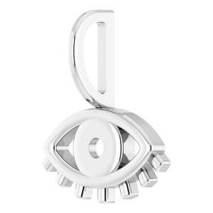 18K Palladium White Gold 1.7 mm Round Evil Eye Charm/Pendant Mounting – image 4