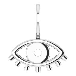 14K White Gold 1.7 mm Round Evil Eye Charm/Pendant Mounting – image 2