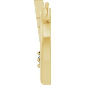 14K Yellow Gold .0025 CT Natural Diamond Heart & Cross Necklace Center