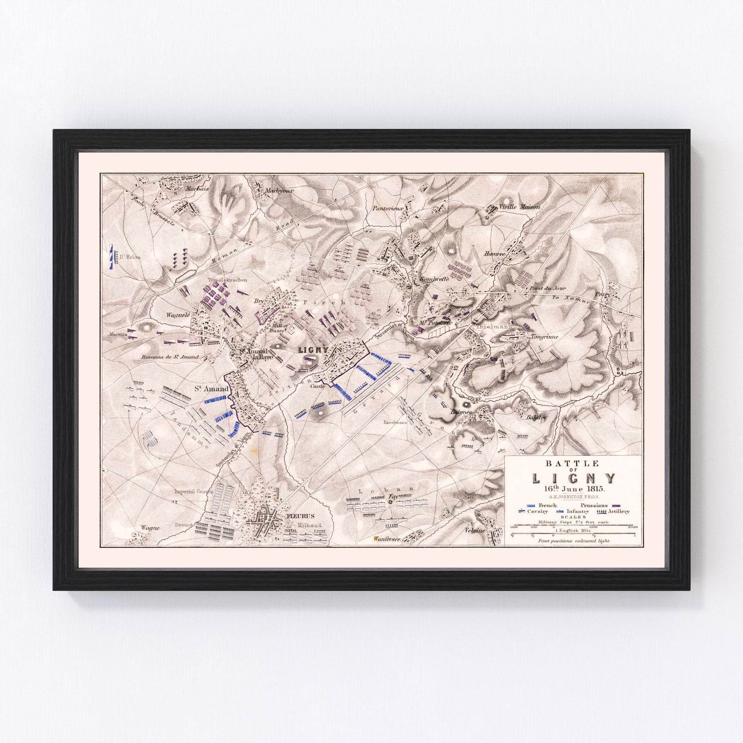 Vintage Map of the Battle of Ligny, 1815