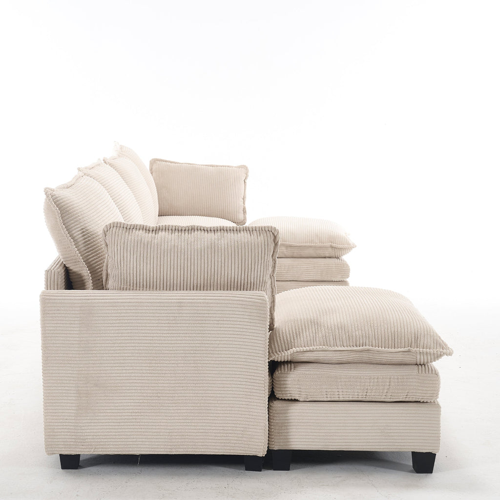 [VIDEO provided][New]Oversized Modular Sofa ,  Velvet Large U-Shaped Couch Comfy Upholstered 4-Seat Sofa with 2 Ottoman,2 Lumbar Pillow, Deep Seat Couch for Living Room