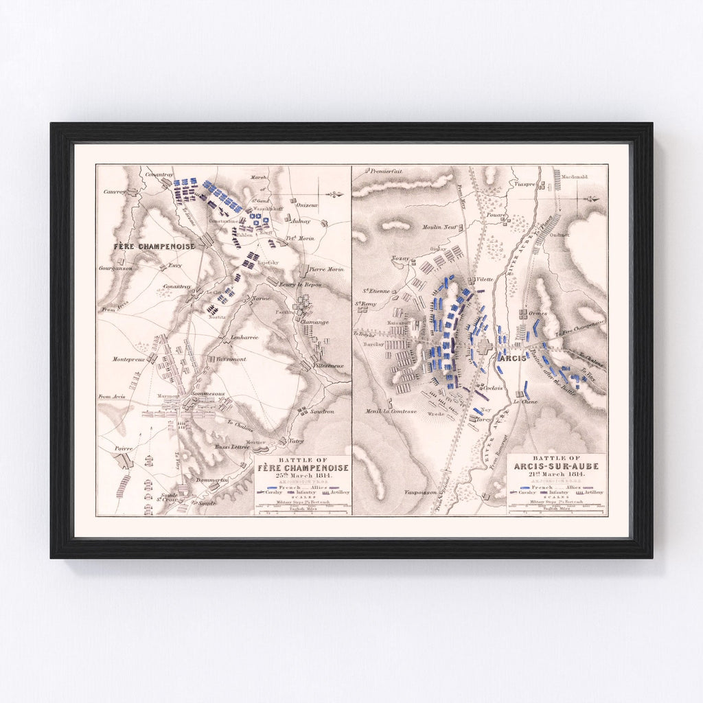 Vintage Map of the Battle of Fere-Champenoise, 1814