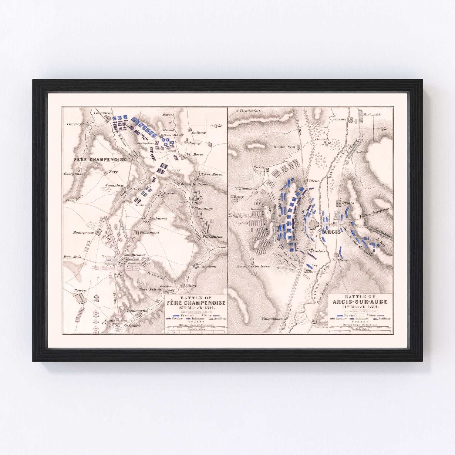 Vintage Map of the Battle of Fere-Champenoise, 1814